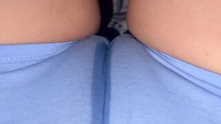 I'm caressing my hirsute vagina and showing how juicy my pants are.