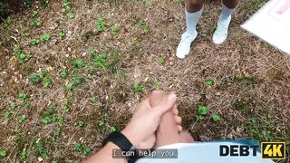 DEBT4k. Public unfathomable mouth is her favourite way to pay off debts