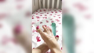 Footjob cream pie jizz foot