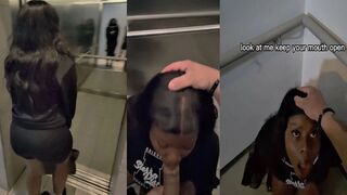 Shy Gal Gets Convinced in Elevator to Drink a Stranger's Cum