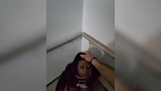 Shy Gal Gets Convinced in Elevator to Drink a Stranger's Cum