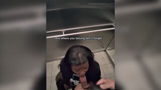 Shy Gal Gets Convinced in Elevator to Drink a Stranger's Cum