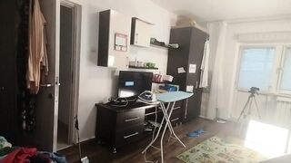 Hot Brunette hair Doing Stripped Chores Around the Abode