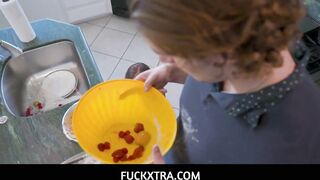 Fortunate man pummmeling Madi Collins ravishing cunt over the table