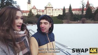 SWAP4K. A kinky pair had a hard three-some with a sexy cutie, her boyfriend watched throughout the glass