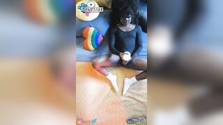 Hot Ebony Fem Wanking Penis with Spunk flow/Fleshlight Creampie