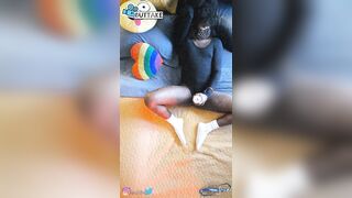 Hot Ebony Fem Wanking Penis with Spunk flow/Fleshlight Creampie