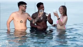 Teen double penetration after the pool, BBC and Colombian stud