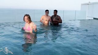 Teen double penetration after the pool, BBC and Colombian stud