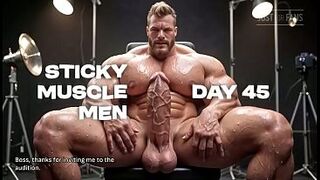 Sticky Muscle Chaps Day 45 Preview, AI-Generated Muscle Lads, Large Knobs, Large Cum Loads