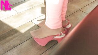 Shoeplay with High Heels in a Bar