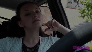 Nyllady Driving in Flats and Changes Her Hosed Feet in Sandals