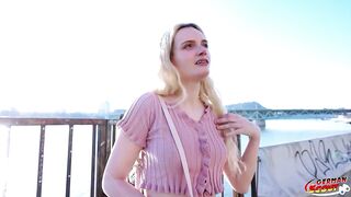 GERMAN SCOUT - Slender German Teen Amber Kawaii get leg shaking Climax at Casting Sex