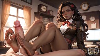 A Steamy Black Guy Hits a College Hotty, Splattering Gravy on Her Face. at the Same Time, That guy Has an Orgasm on the Desk!