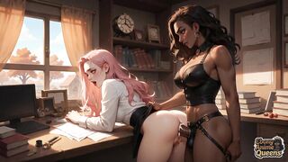 A Steamy Black Guy Hits a College Hotty, Splattering Gravy on Her Face. at the Same Time, That guy Has an Orgasm on the Desk!