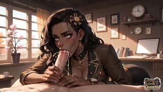 A Steamy Black Guy Hits a College Hotty, Splattering Gravy on Her Face. at the Same Time, That guy Has an Orgasm on the Desk!