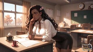 A Steamy Black Guy Hits a College Hotty, Splattering Gravy on Her Face. at the Same Time, That guy Has an Orgasm on the Desk!