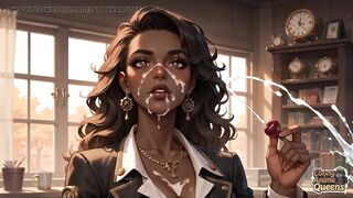 A Steamy Black Guy Hits a College Hotty, Splattering Gravy on Her Face. at the Same Time, That guy Has an Orgasm on the Desk!