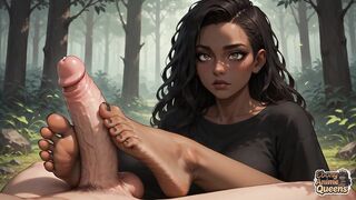 Forest Blowjob Bliss with Cum Splash - Ebony XXX Porn!