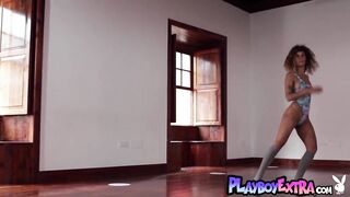 Petite titted exposed latin dancer shaking her bubble booty