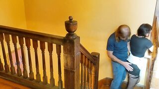 XXX Disciplining the Sloppy Maid with Shaking Climax and Creampie as Wife Calls