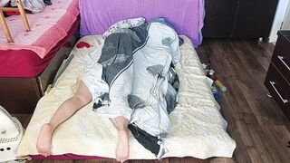 Carnal massage of a sexy pair with oil on the body.