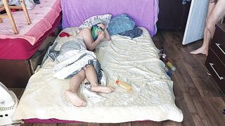 Carnal massage of a sexy pair with oil on the body.