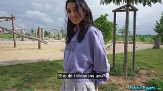 Her butt looked so hawt I've to cum in her throat - Public Agent