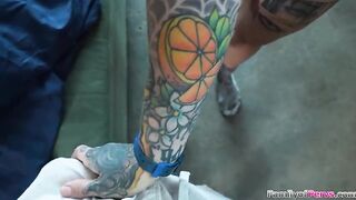 Breasty stepsister Keisha Grey plays along with her stepbro until shes absolutely bare ifo him.This guy pulls out his penis and screws her unshaved snatch