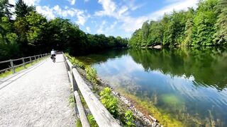 Extraordinary risky public Tugjob on a high frequented Lake - Sloppy Tugjob and Jizz flow