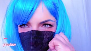 REM COSPLAY ReZero in the shower shaves her soaked twat and plays with petite pink vibrator. SQUIRT CLIMAX