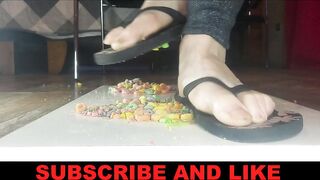 CRUSH FOOD , CEREALS , WITH FEET AND FLIP FLOP