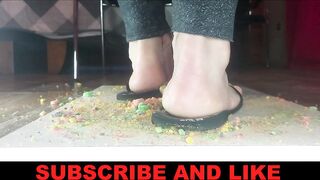 CRUSH FOOD , CEREALS , WITH FEET AND FLIP FLOP