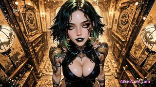 Dragon girl slams her body on thick rod groaning loud as cum gushes across her flexed abs (AI Animation)