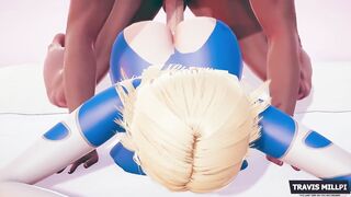 Invisible Woman Lying in Daybed Getting Banged by a Large Ebony Knob