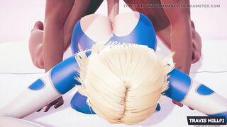 Invisible Woman Lying in Daybed Getting Banged by a Large Ebony Knob