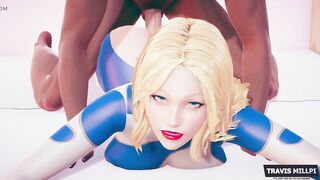 Invisible Woman Lying in Daybed Getting Banged by a Large Ebony Knob