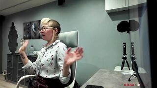 Office Wench Persuades Boss to See Her Jerk off
