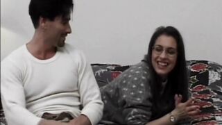 Glasses-wearing Brunette hair Gets Pounded in Retro Hardcore Bang