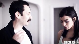 Hot Lalin beauty drank large ramrod and enjoyed hardcore snatch banging with stepdad