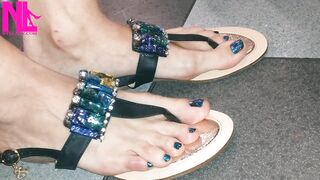 Dangling and Shoeplaying in a Bar with My Blue Estrada' Flip Flops