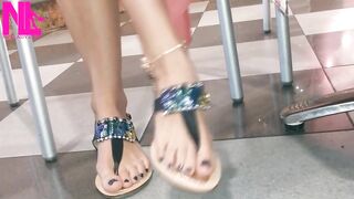 Dangling and Shoeplaying in a Bar with My Blue Estrada' Flip Flops