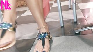 Dangling and Shoeplaying in a Bar with My Blue Estrada' Flip Flops