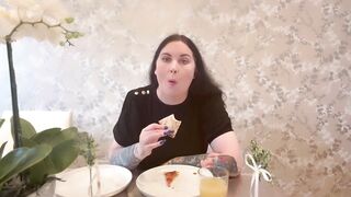 Miss Ffw Eating Cheese Pizza and Doughballs