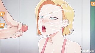 Android eighteen Gears Unfathomable - Filling Android eighteen's face with Milk
