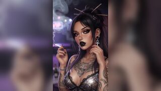 100 percent AI Generated Slim Alternative Smoker Cutie POV JOI - Merry Bazookas Tattoos Piercings Smokin' Smutty Talk Disrobe Tease