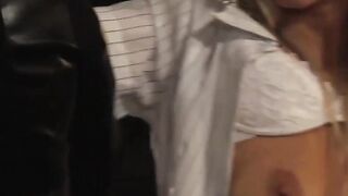 Busty Blonde Lesbian Slave Groped On The Bed By Mistress