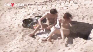 Risky public beach bang thick schlong drills leaking twat
