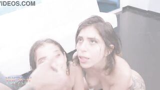 Hot stepsisters Sofia Smith and Molly Smith screw 3 large males with double anal penetration lots of piddle drinking and cum drink
