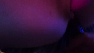White cutie in glasses gives mouth to a Ebony Dick